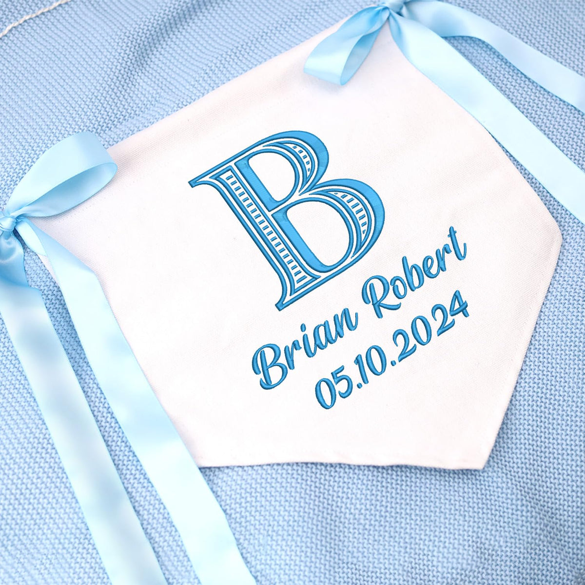 Personalized Baby Flag, Great gift for baby, Baby Canvas Hanging Pennant Flag, Newborn Baby Banner with Bows Ribbon