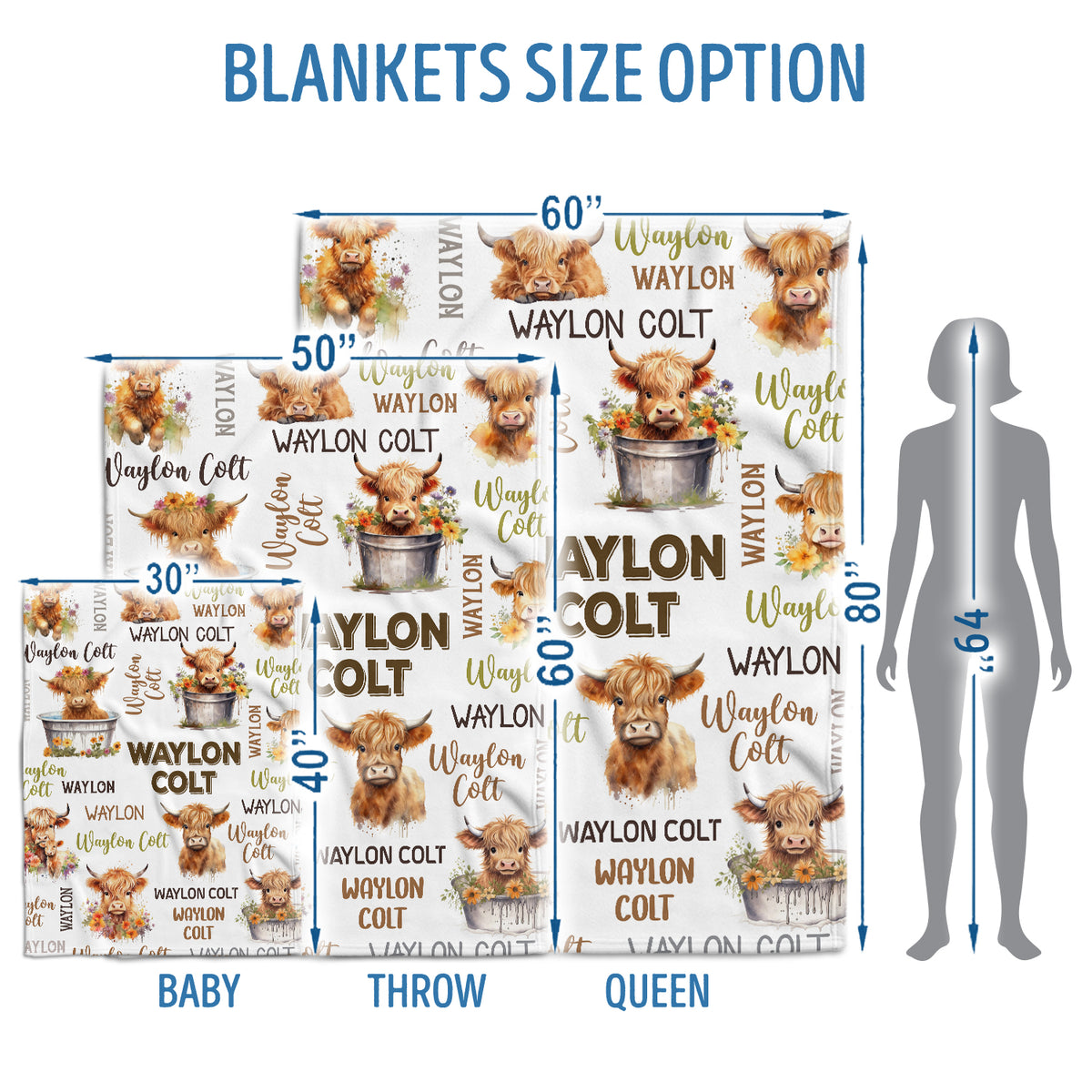 Personalized Baby Girl Blankets, Custom Baby Cow Blankets with Flowers, Plush Blankets for Newborn Infant Daughter Granddaughter