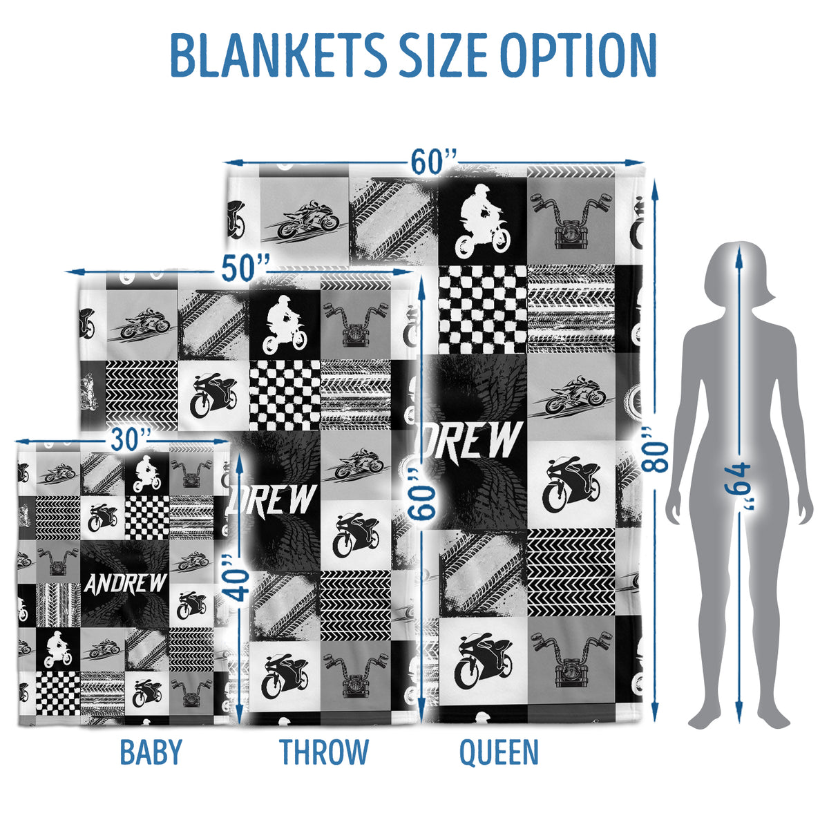 Personalized Baby Motorcycling Blanket for Boys, Custom Name Black Swaddle Blanketfor Baby Girl Son Newborn Toddlers Kids