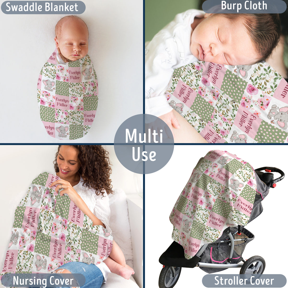 Personalized Baby Name Blankets for Girls, Blanket for Toddler Baby Nursery Bed Blanket Stroller Crib Shower Gifts, Super Soft Plush Fleece