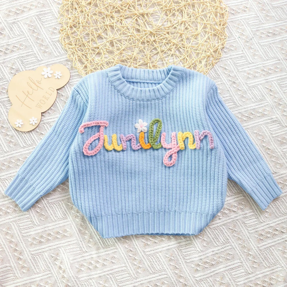 Personalized Baby Name Jumper, Embroidered Baby Sweater, Monogrammed Baby Gift, First Birthday Gift