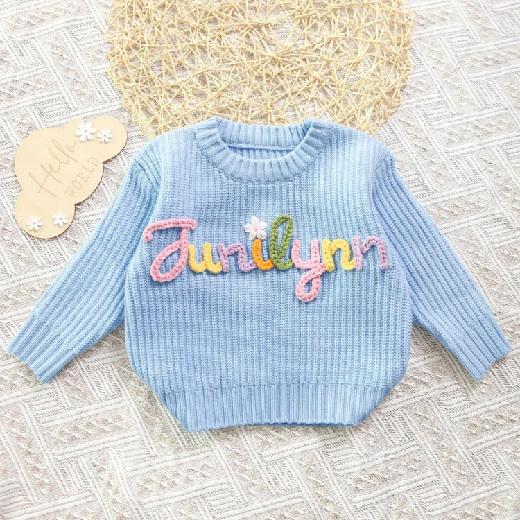 Personalized Baby Name Jumper, Embroidered Baby Sweater, Monogrammed Baby Gift, First Birthday Gift