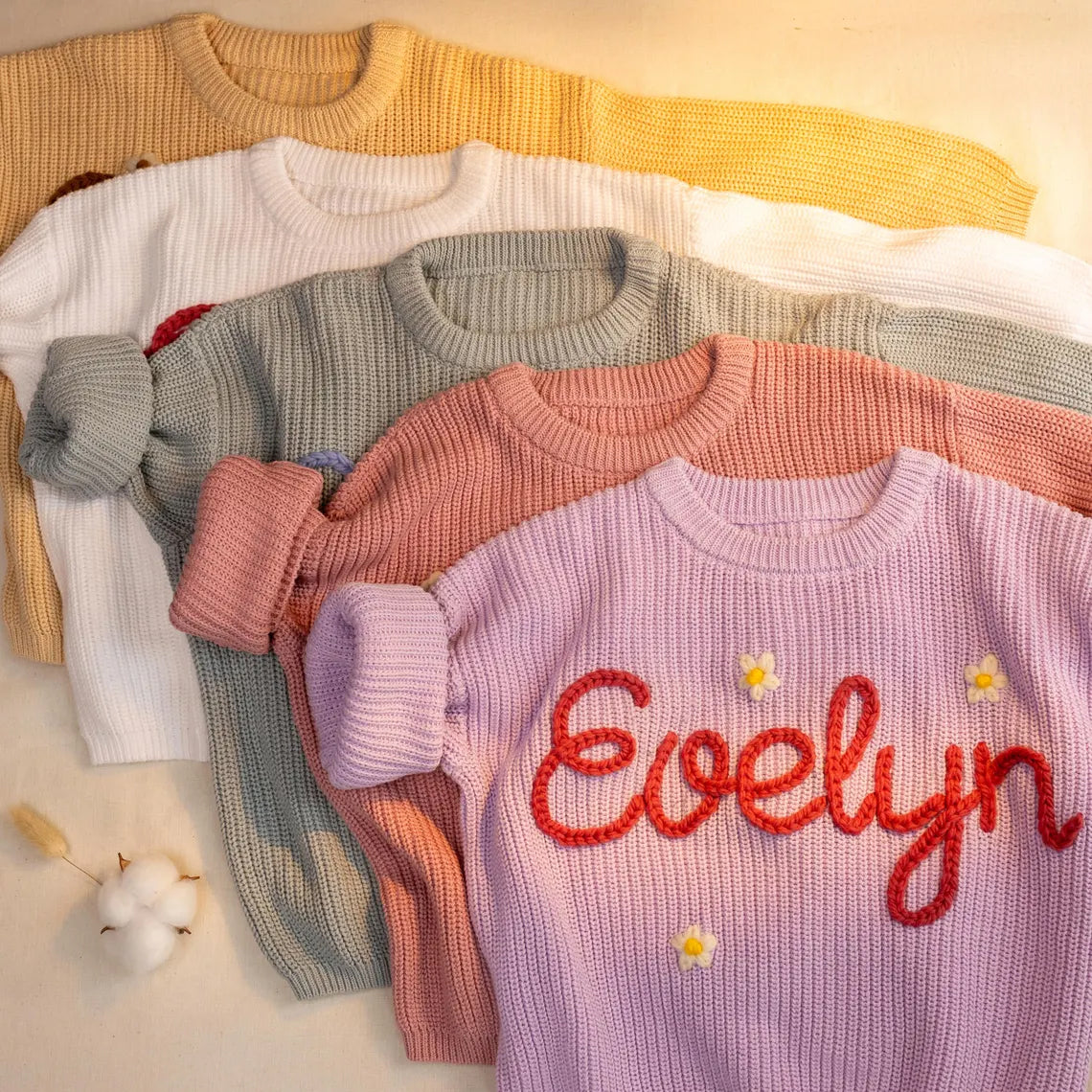 Personalized Baby Name Sweater, Embroidered Children Sweatshirt, Knit Sweater Toddler, Customized Baby Gifts