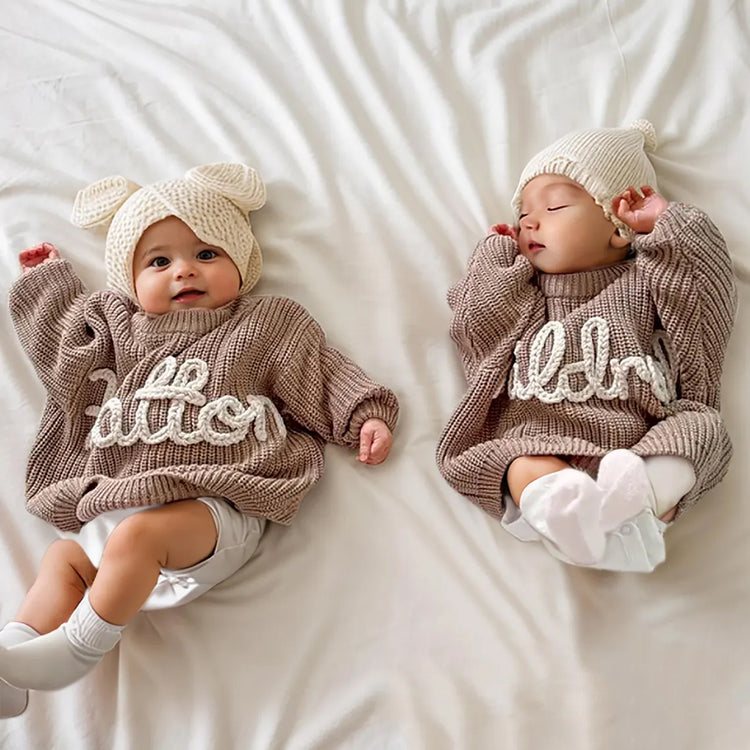 Personalized Baby Name Sweater, Newborn Sweater with Name, Hand-Embroidered Sweater, Birthday Gift for Baby, Baby Gift