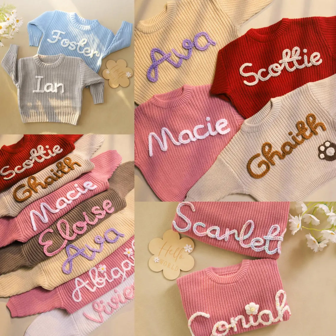 Personalized Baby Name Sweater, Newborn Sweater with Name, Hand-Embroidered Sweater, Birthday Gift for Baby, Baby Gift
