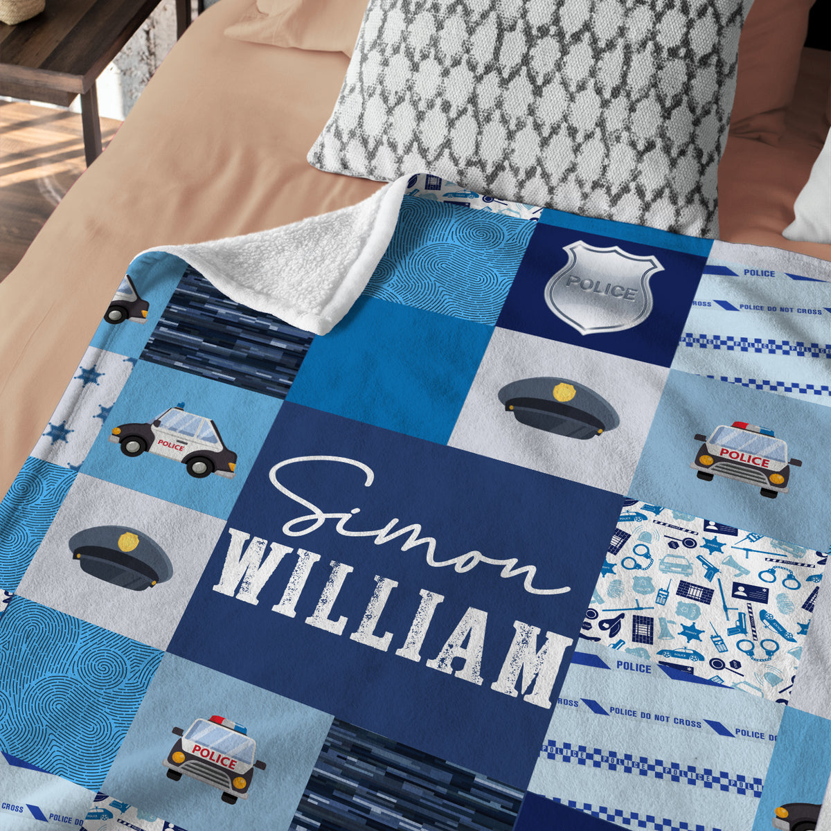 Personalized Baby Police Blankets, Custom Baby Blankets Name, Swaddle Blanket for Girls, Plush Blankets for Baby Girl Boy Daughter Son Toddlers Kids