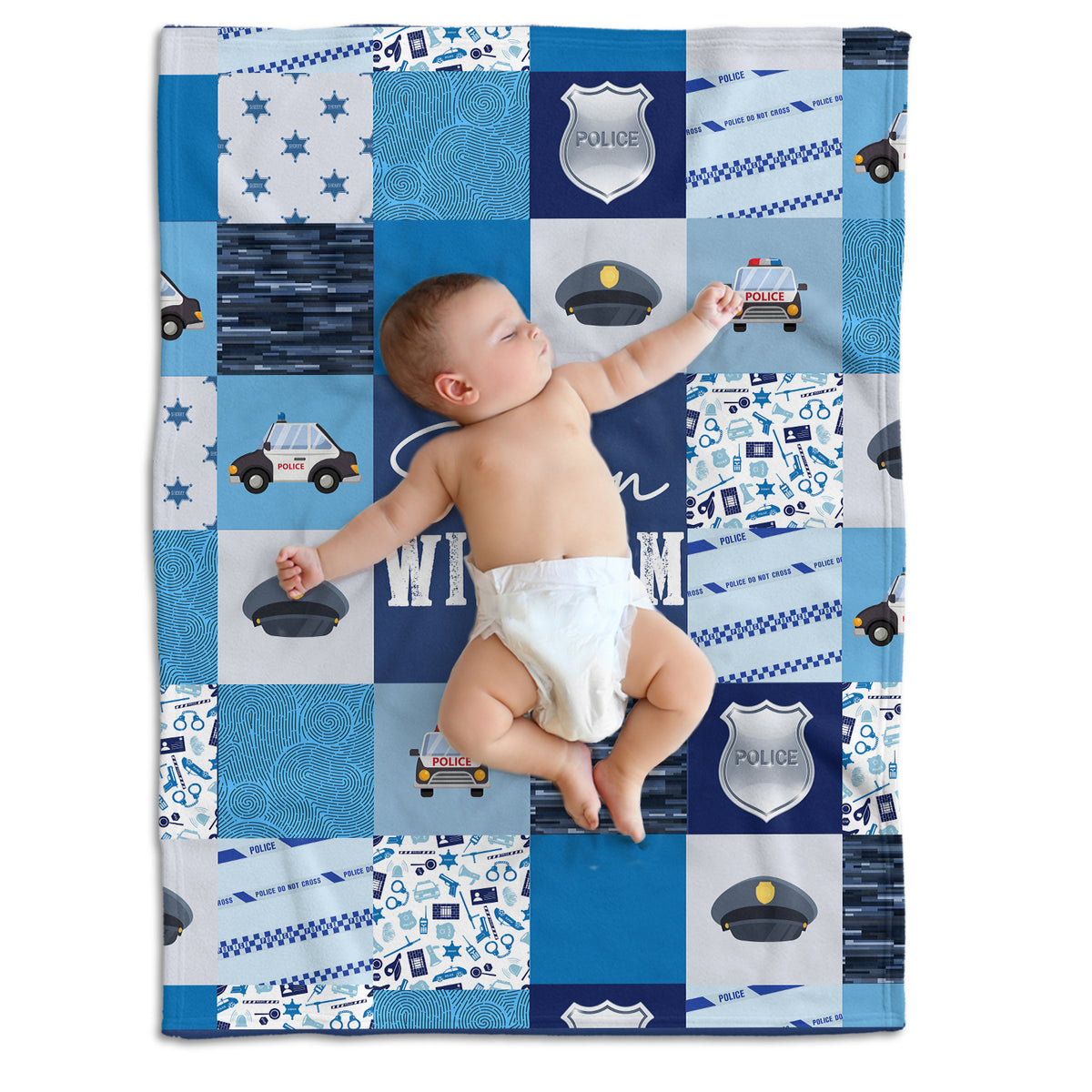 Personalized Baby Police Blankets, Custom Baby Blankets Name, Swaddle Blanket for Girls, Plush Blankets for Baby Girl Boy Daughter Son Toddlers Kids