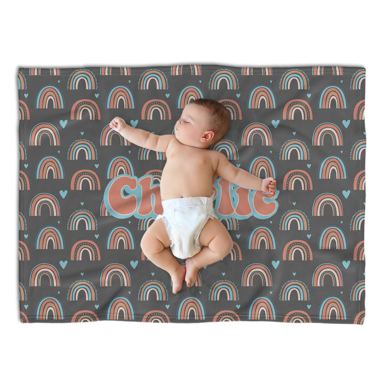 Personalized Baby Rainbow Blankets, Baby Girl Swaddle Blanket, Plush Blankets for Newborn Infant Daughter Granddaughter Toddlers Kids