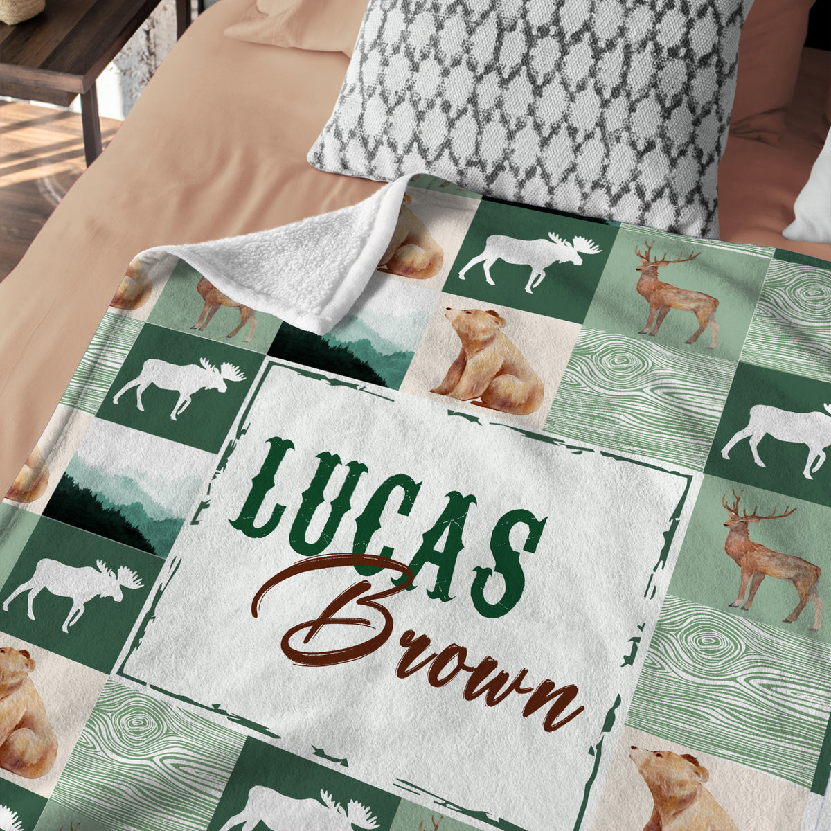 Personalized Baby Woodland Blanket for Boys - Custom Name Swaddle, Plush Blankets for Baby Boy, Son, Newborn Daughter