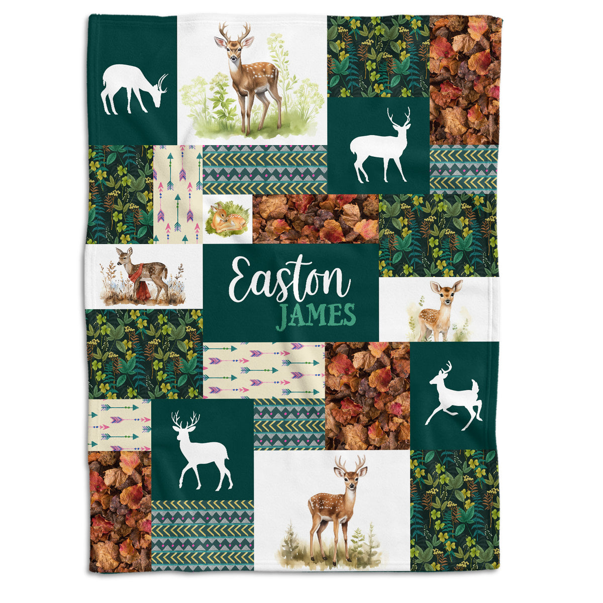 Personalized Baby Woodland Blanket for Toddler Baby Nursery Bed Blankets Stroller Crib Shower Gifts (Blanket Deer)