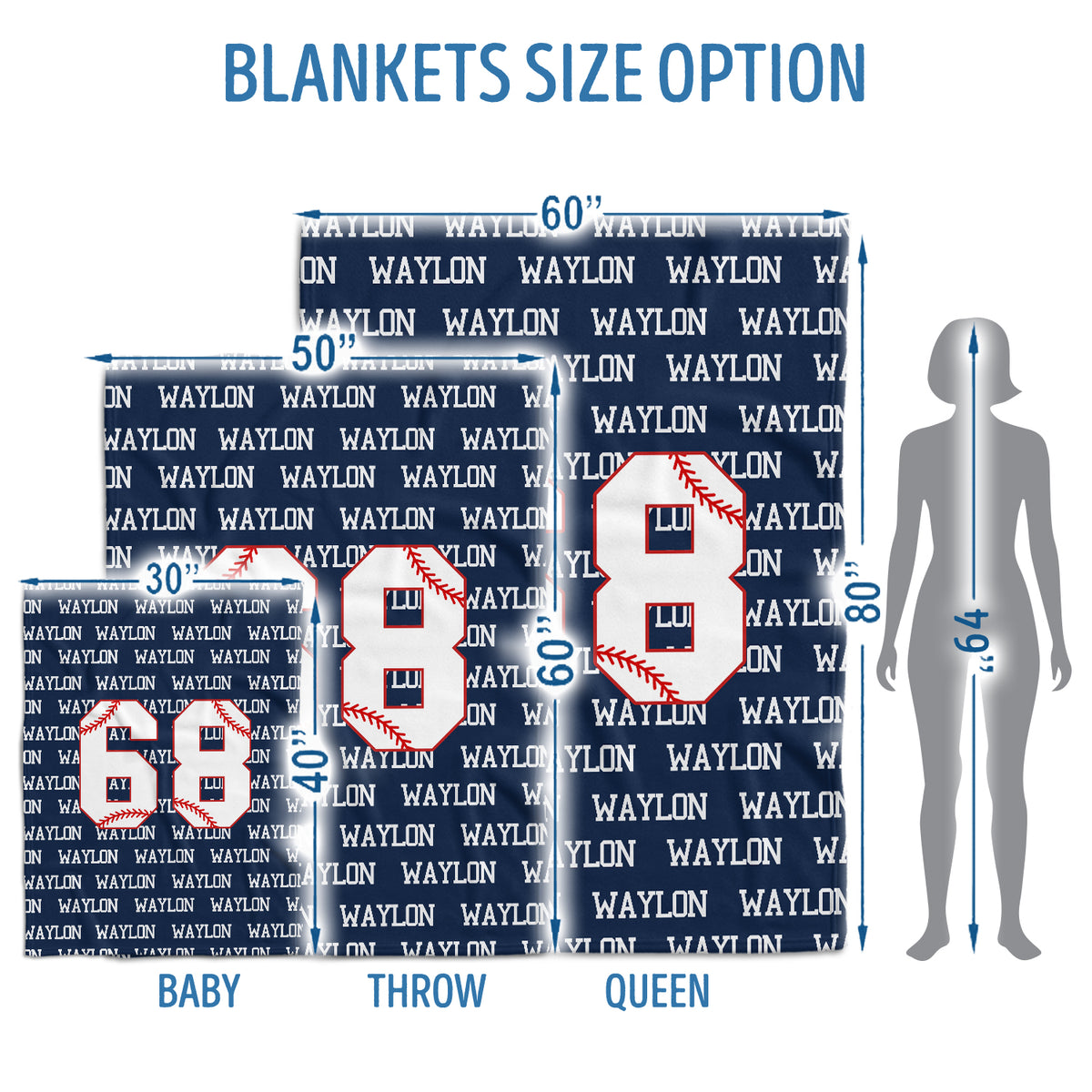 Personalized Baseball Baby Blanket With Name - Custom Swaddle for Boys, Girls, Newborns, Toddlers, Kids - Plush Blanket for Daughter, Son