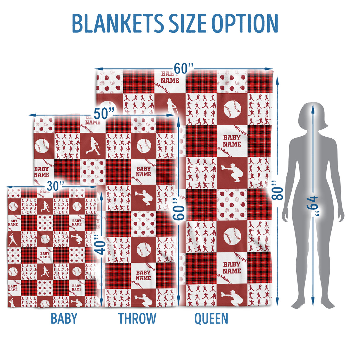 Personalized Baseball Baby Blankets - Red Plush, Custom Name, Swaddle Blanket for Boys & Girls, Newborn to Toddlers