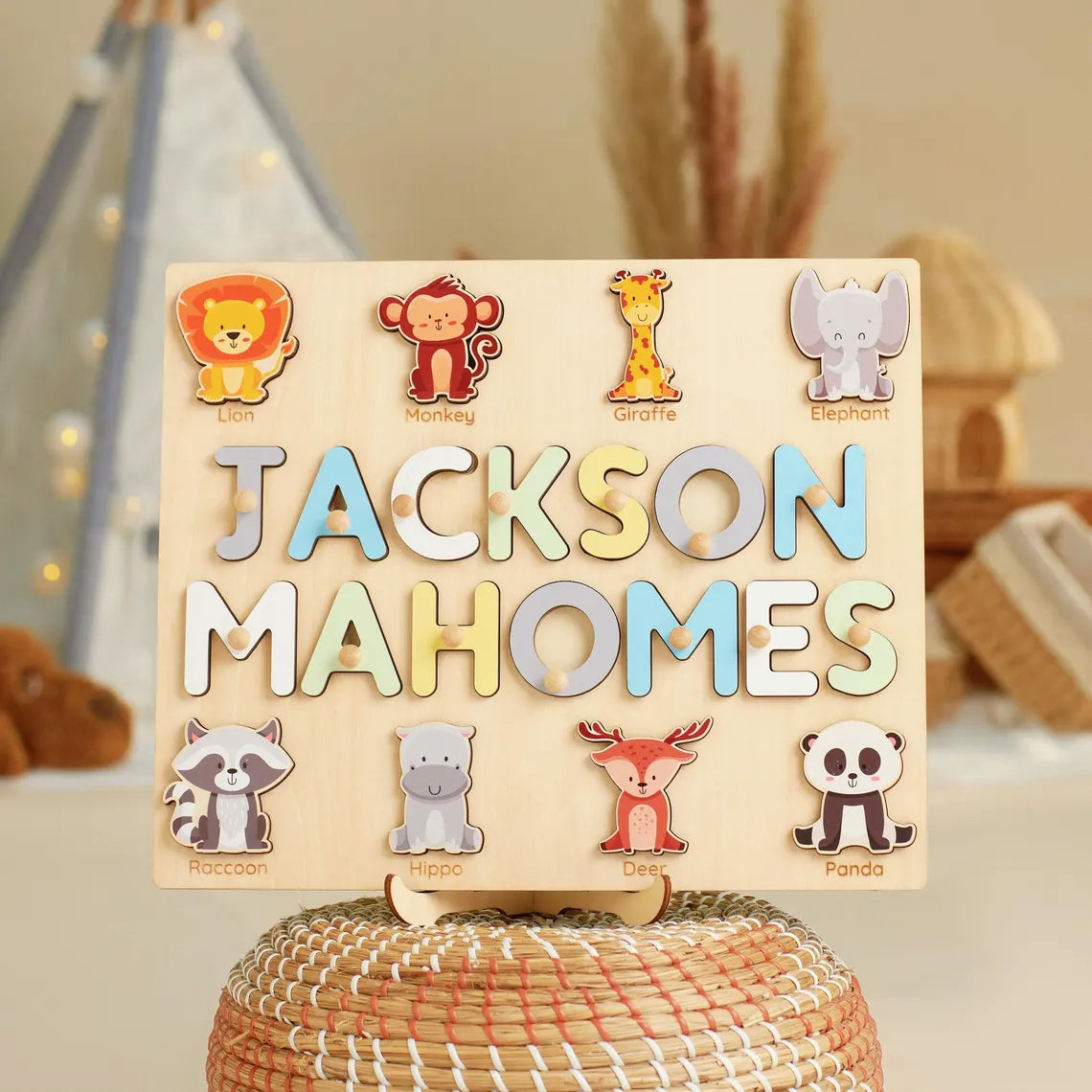 Personalized Busy Board Name Puzzle With Pegs, Baby Easter Gifts, Back To School Gift For Kids