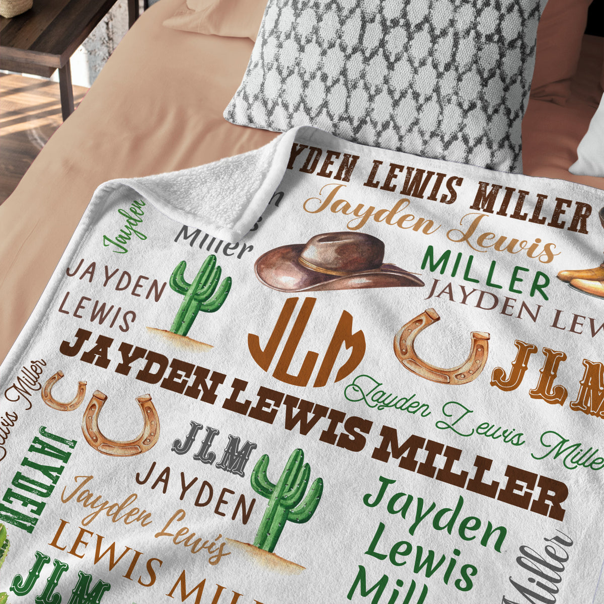 Personalized Cactus Baby Blankets for Boys Girls, Baby Blankets Name Fleece Blankets for Infant Newborn Son Daughter