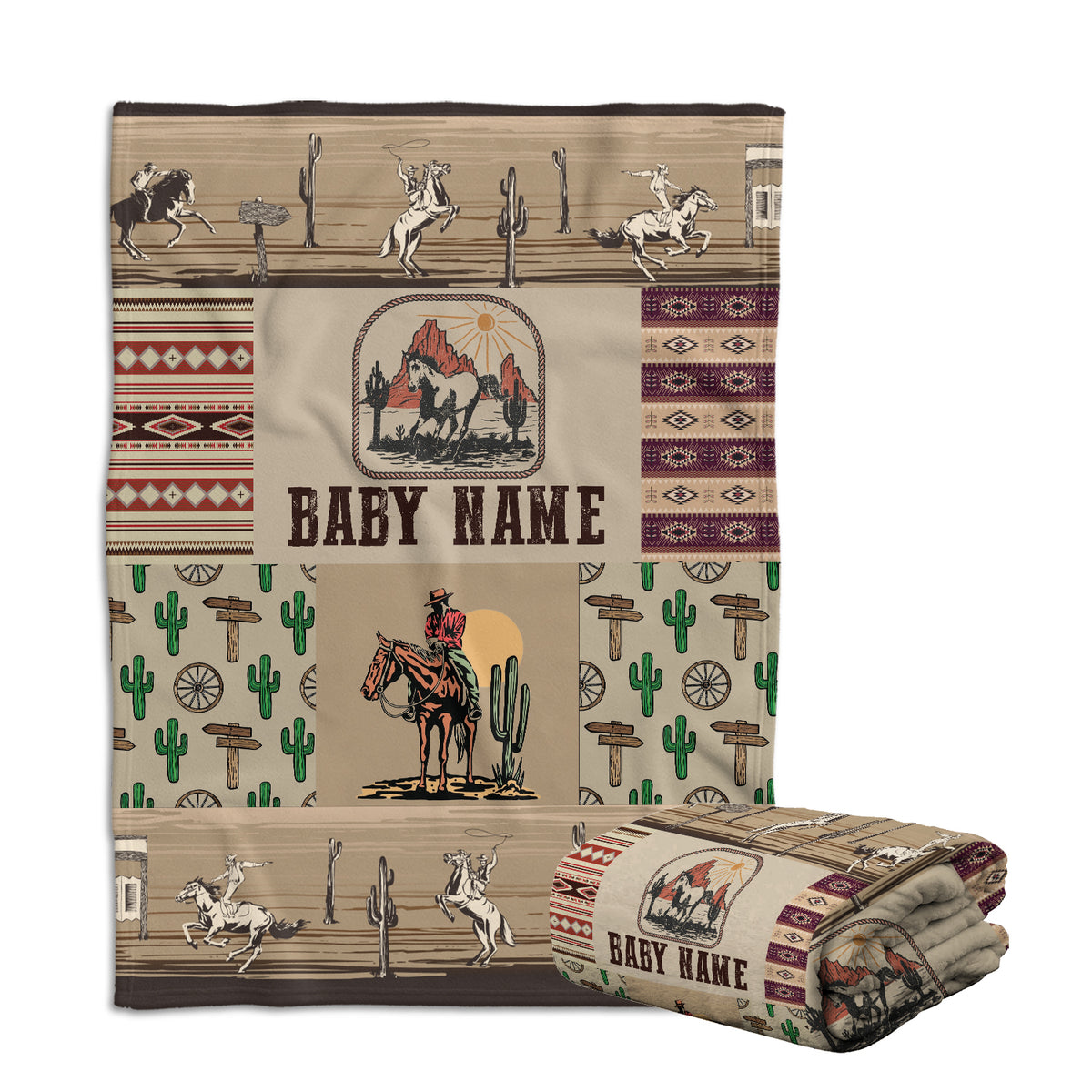 Personalized Cactus Baby Blankets for Boys Girls, Baby Boy Stuff, Custom Baby Blankets Name Fleece Blankets for Infant Newborn Son Daughter
