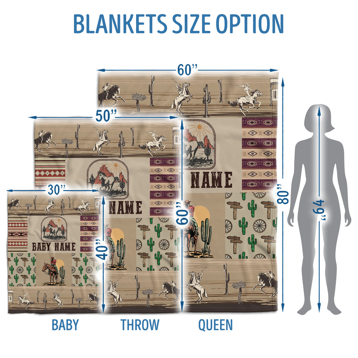 Personalized Cactus Baby Blankets for Boys Girls, Baby Boy Stuff, Custom Baby Blankets Name Fleece Blankets for Infant Newborn Son Daughter