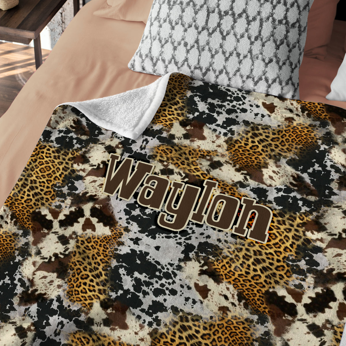 Personalized Cow Print Blanket - Western Baby Blanket for Girls and Boys, Custom Name Fleece for Newborn, Infant, Son, Daughter