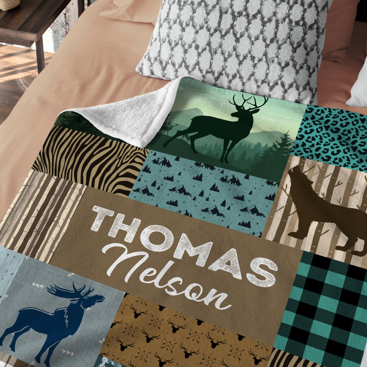 Personalized Custom Baby Blankets for Boys - Plush Woodland Swaddle Blanket, 3 Sizes for Baby Boy Son Newborn Infant