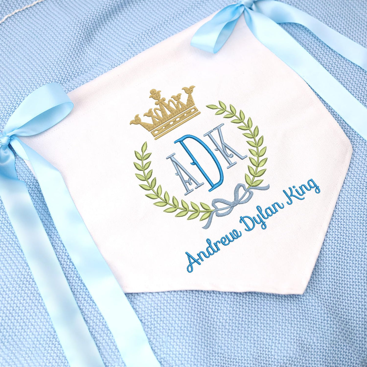 Personalized Embroidered Baby Banner Flag, Baby Canvas Hanging Pennant Flag, Hospital Front Door Sign, Nursery Wall Crib Décor