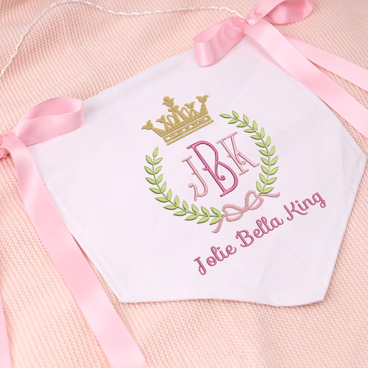 Personalized Embroidered Baby Banner Flag, Baby Canvas Hanging Pennant Flag, Hospital Front Door Sign, Nursery Wall Crib Décor