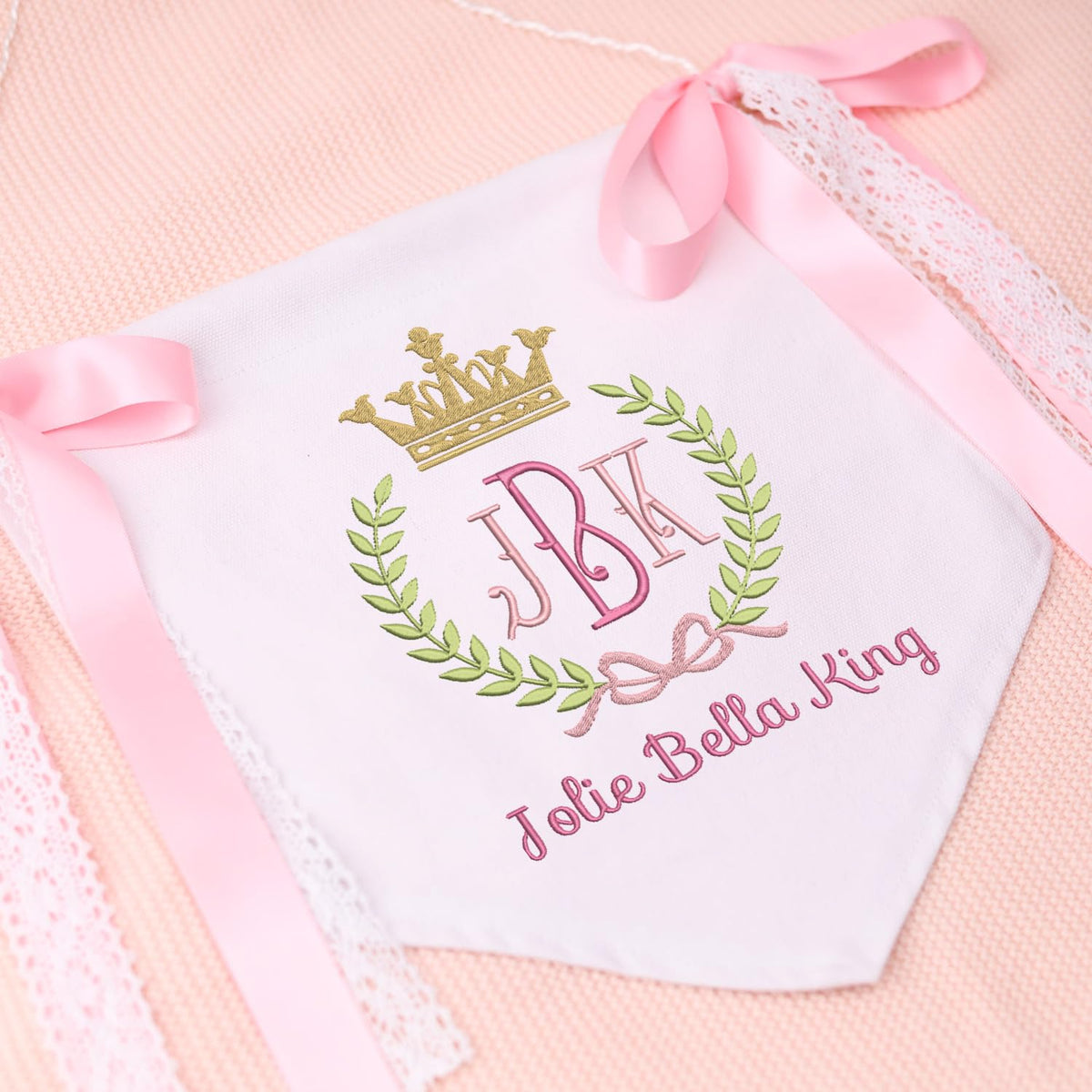 Personalized Embroidered Baby Banner Flag, Baby Canvas Hanging Pennant Flag, Hospital Front Door Sign, Nursery Wall Crib Décor