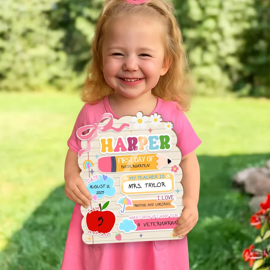 Personalized First And Last Day School Sign, Back to School Sign, Kindergarten 1st Day of School Sign, Gift For Kids