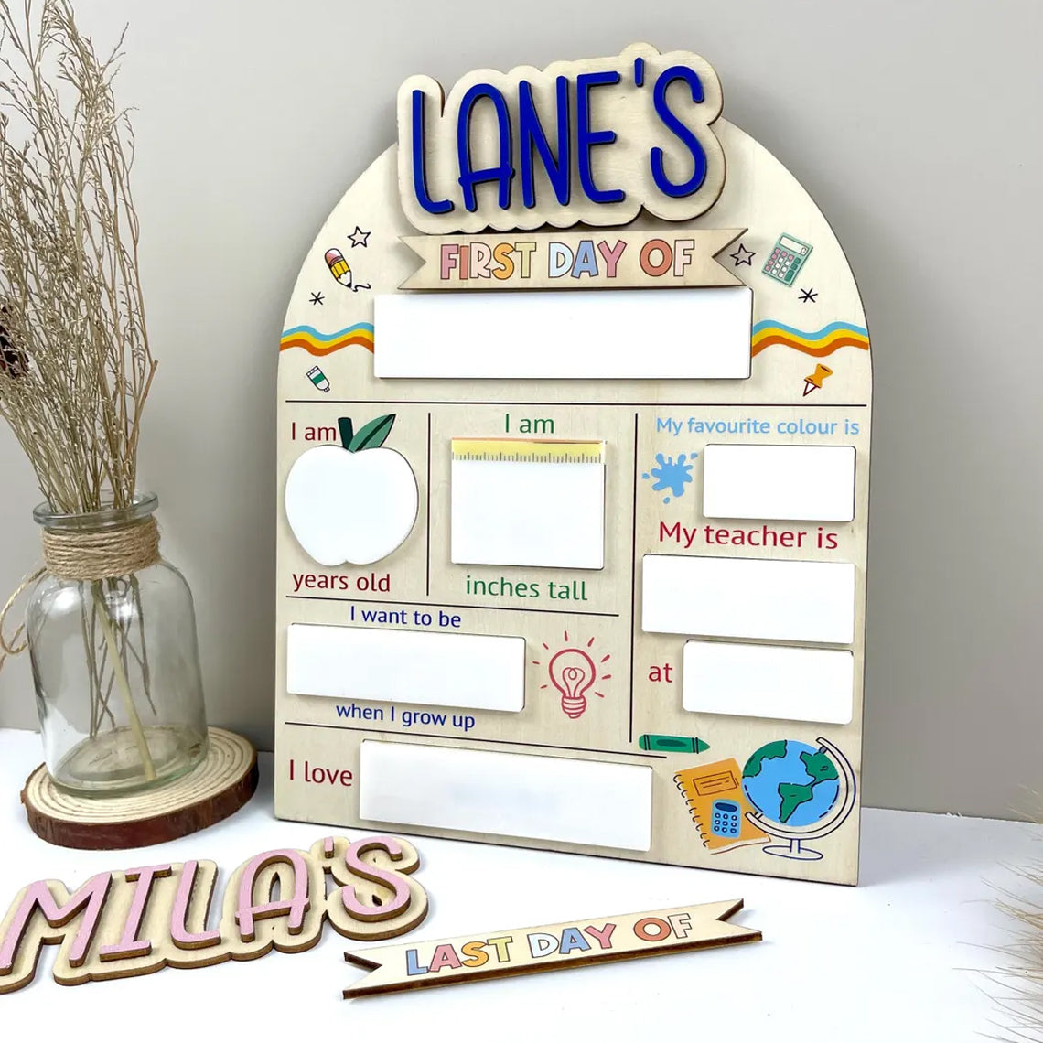 Personalized First & Last Day Of School Interchangeable Sign, Back to School Sign, Student's Gifts