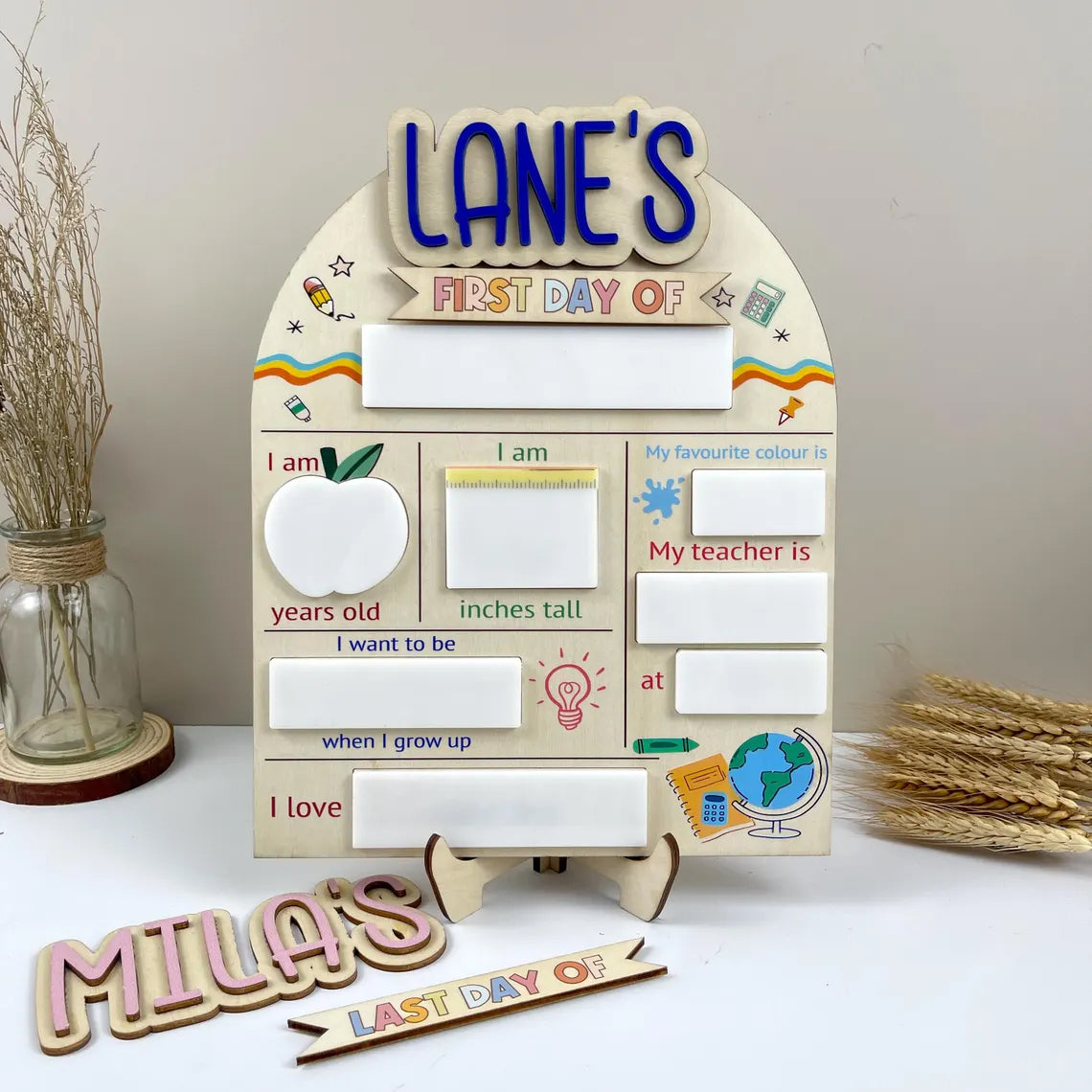 Personalized First & Last Day Of School Interchangeable Sign, Back to School Sign, Student's Gifts