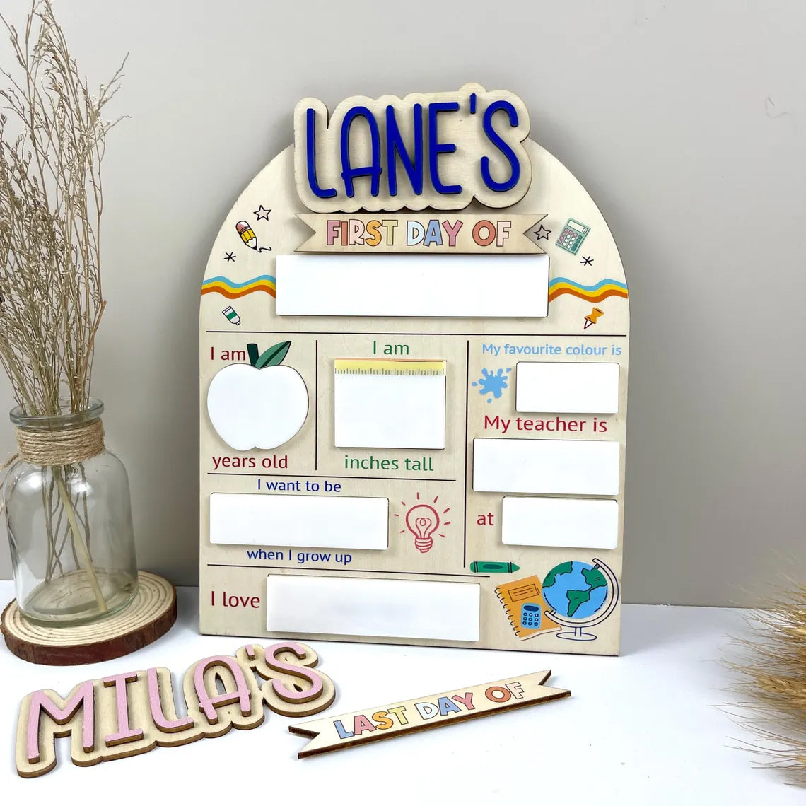 Personalized First & Last Day Of School Interchangeable Sign, Back to School Sign, Student's Gifts