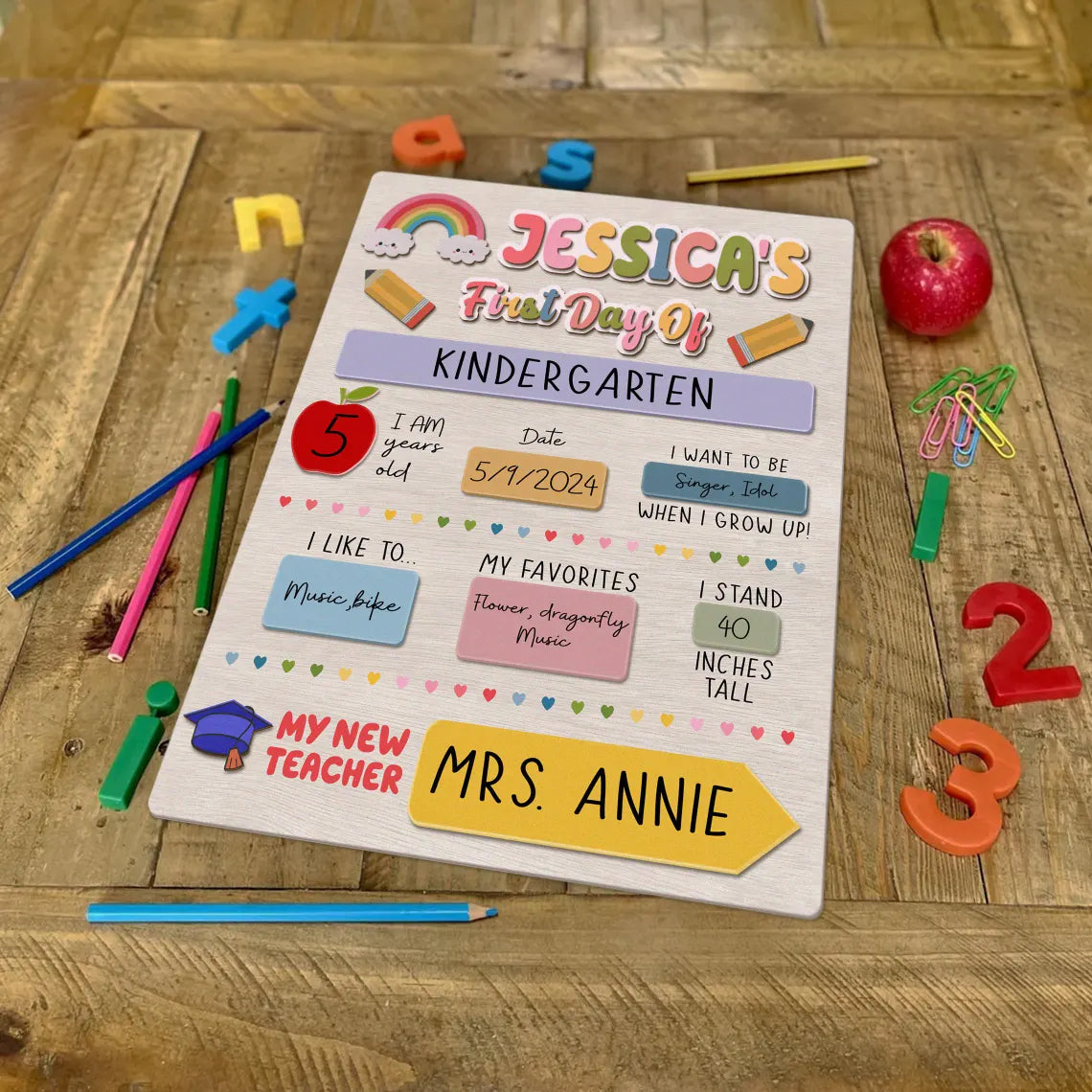 Personalized First - Last Day Of School Sign, Back to School Sign, 1st Day of School Board