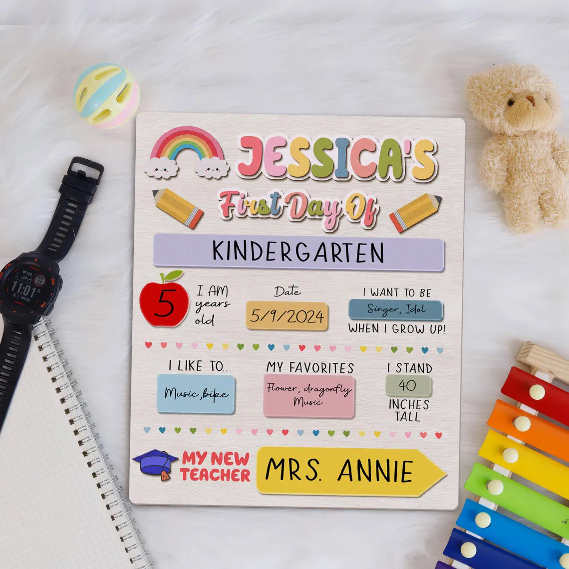 Personalized First - Last Day Of School Sign, Back to School Sign, 1st Day of School Board