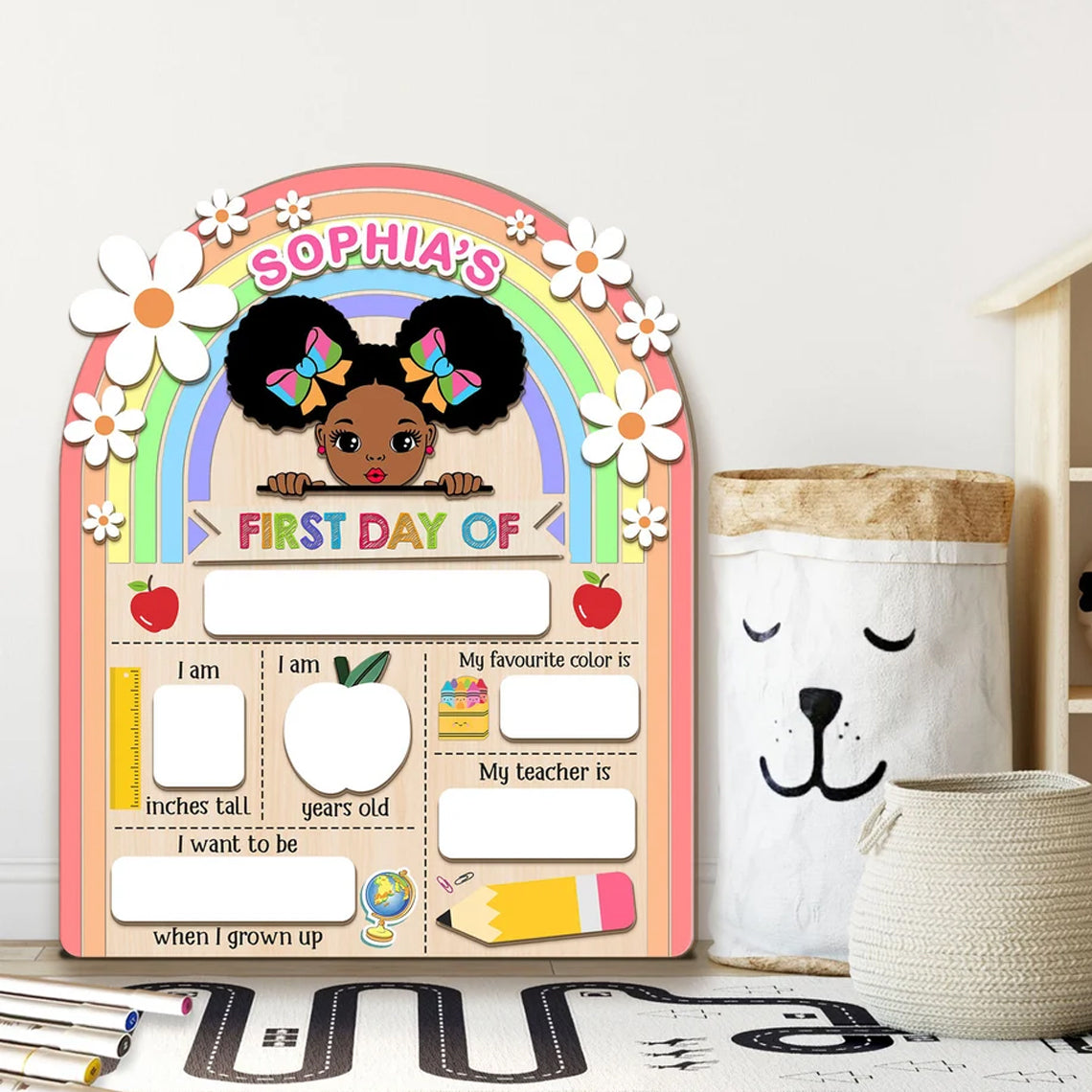 Personalized First & Last Day Of School Wooden Reusable School Sign, Back To School Sign For Girl