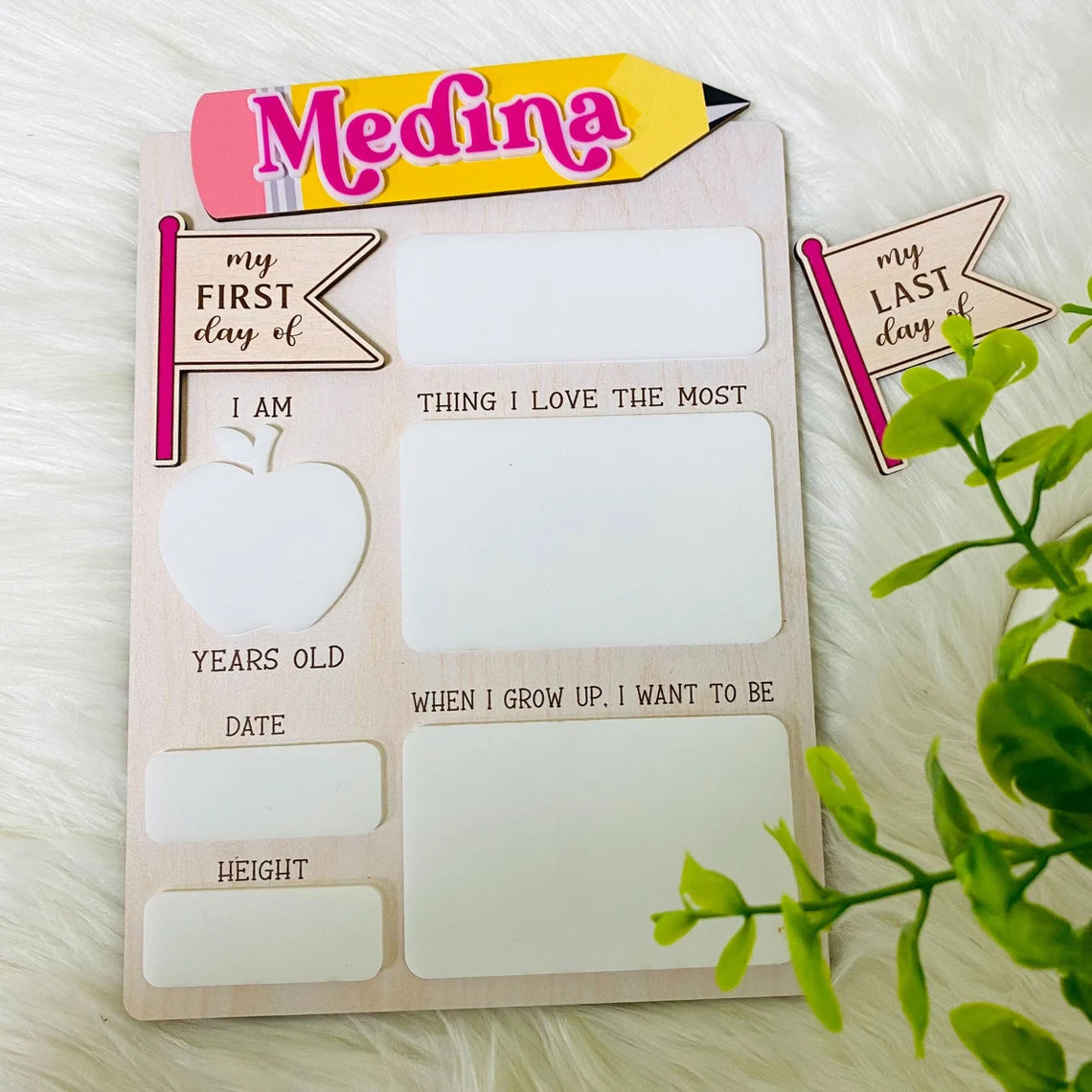 Personalized First - Last Day of School Sign, Back To School sign, Name Printed On Pencil
