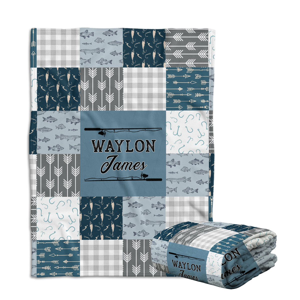 Personalized Fishing Baby Blankets for Boys, Fishing Swaddle Blanket, Soft Plush Blankets for Baby Boy Son Daughter Newborn