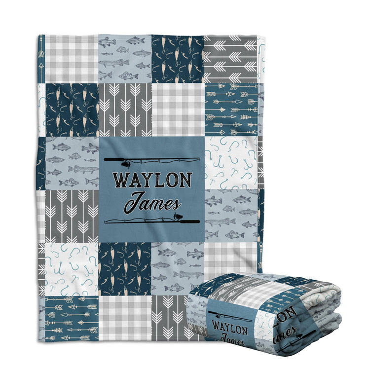 Personalized Fishing Baby Blankets for Boys, Fishing Swaddle Blanket, Soft Plush Blankets for Baby Boy Son Daughter Newborn