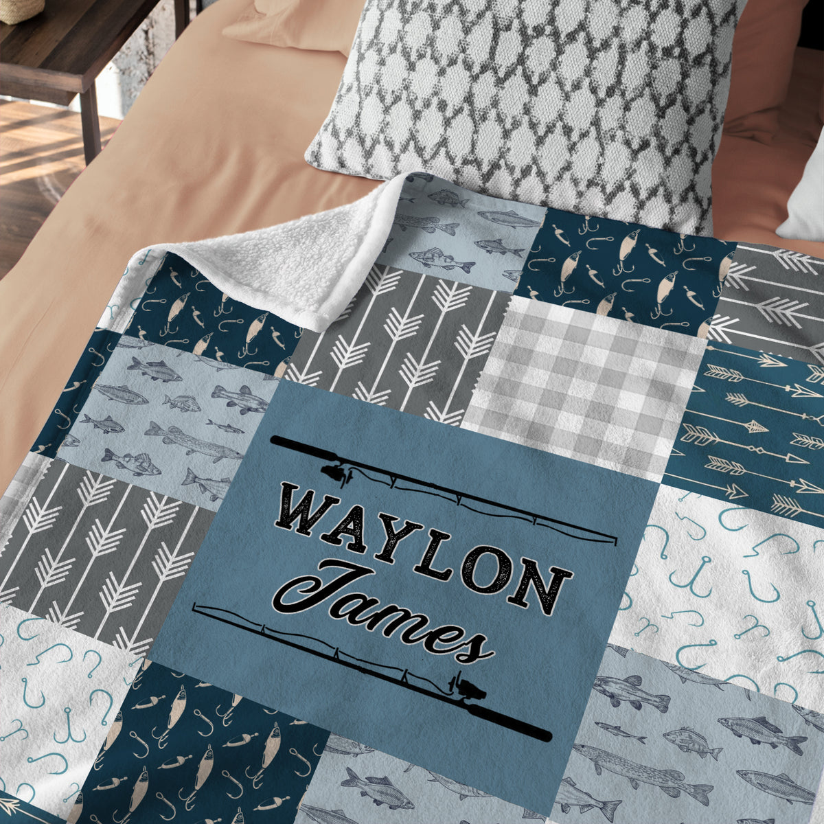 Personalized Fishing Baby Blankets for Boys, Fishing Swaddle Blanket, Soft Plush Blankets for Baby Boy Son Daughter Newborn