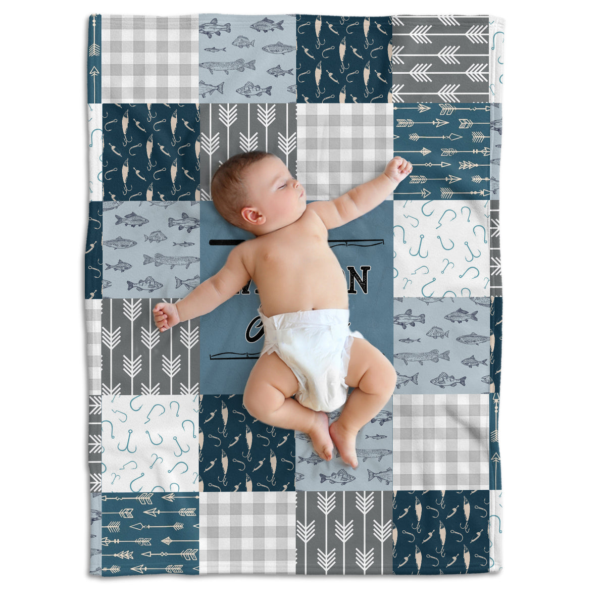 Personalized Fishing Baby Blankets for Boys, Fishing Swaddle Blanket, Soft Plush Blankets for Baby Boy Son Daughter Newborn