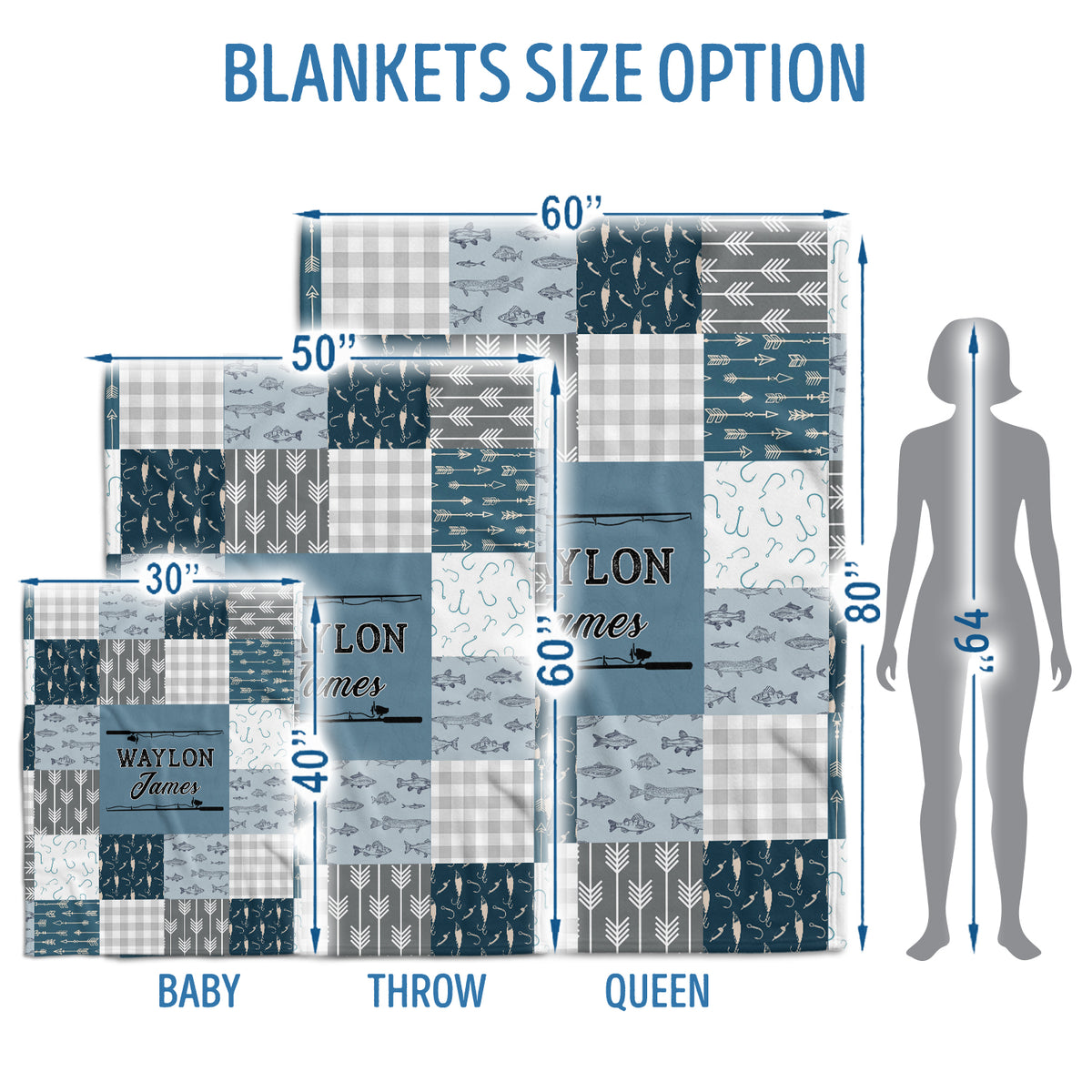 Personalized Fishing Baby Blankets for Boys, Fishing Swaddle Blanket, Soft Plush Blankets for Baby Boy Son Daughter Newborn