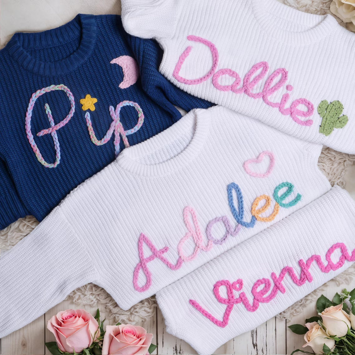 Personalized Hand Embroidered Baby Sweaters, Unique Baby Sweater, Newborn Gift, Birthday Gift For Baby Girl Boy