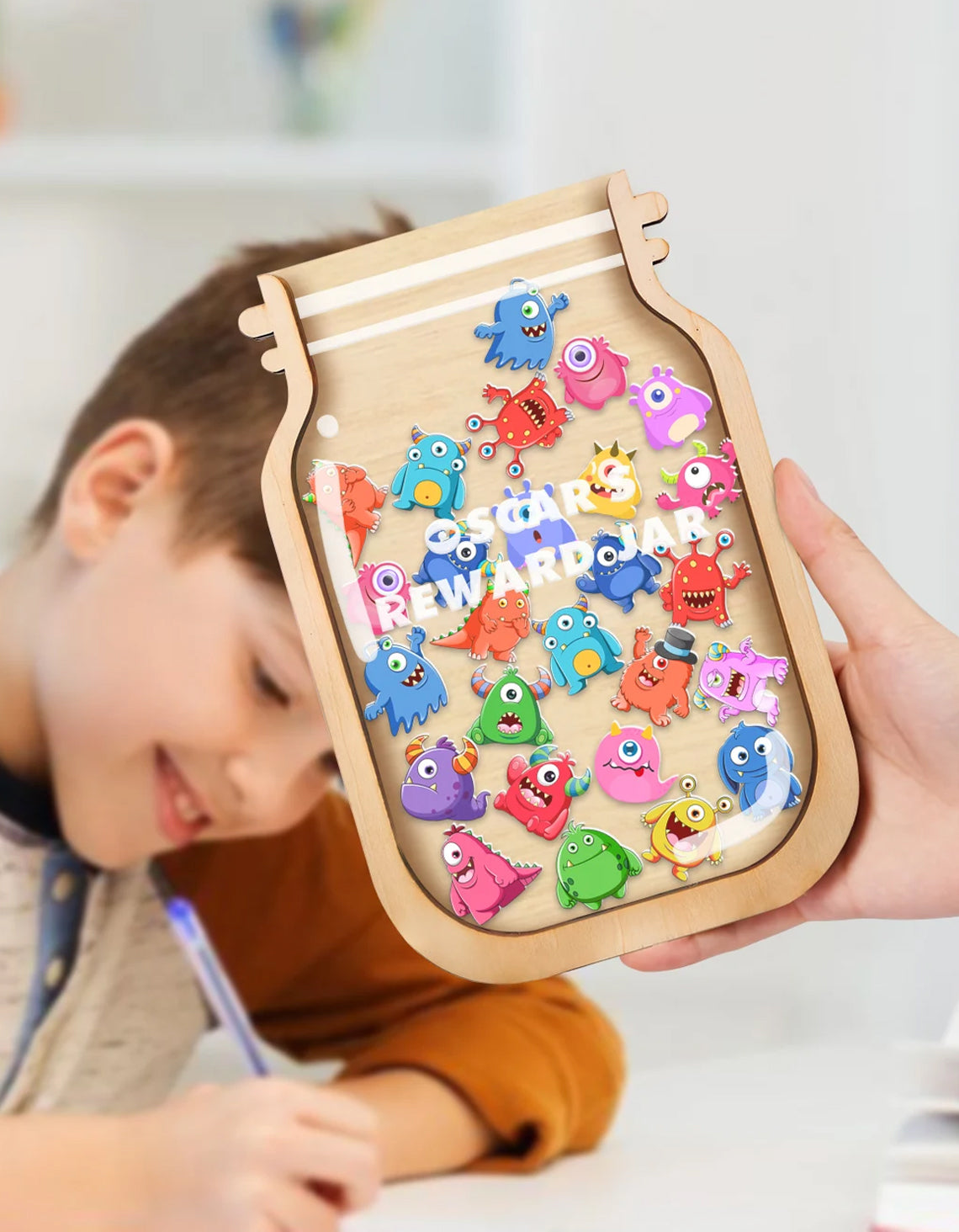 Personalized Monster Tokens Reward Jar, Teacher Jar Gift, Back To School Gift