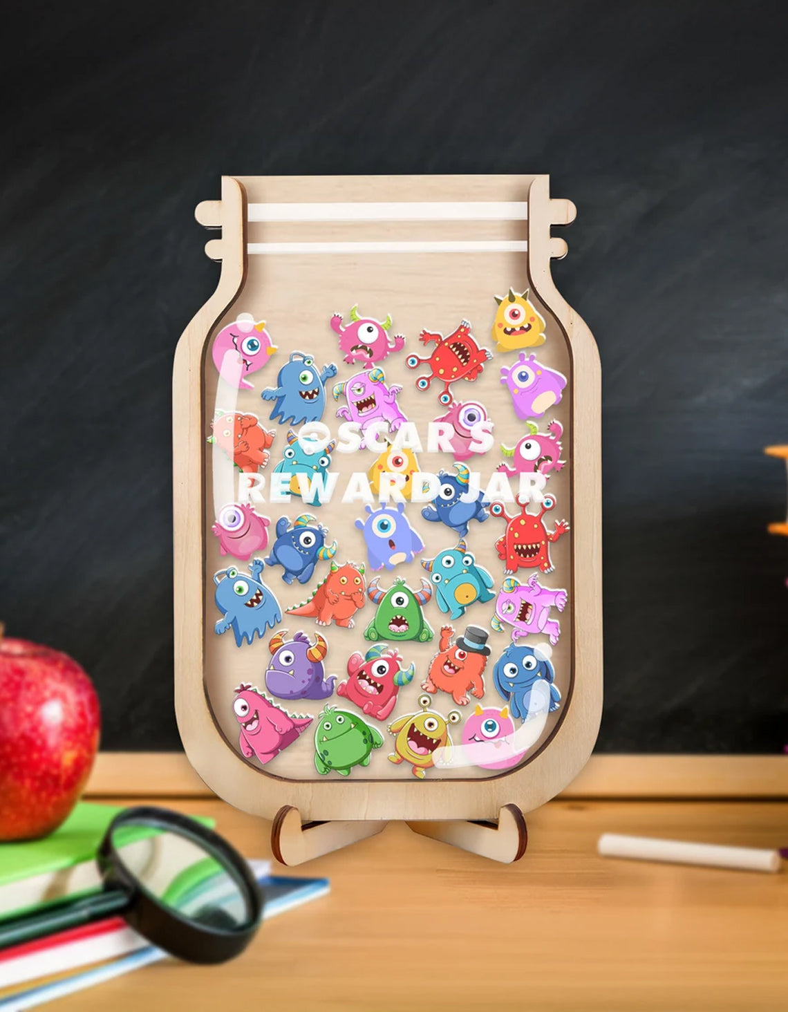 Personalized Monster Tokens Reward Jar, Teacher Jar Gift, Back To School Gift