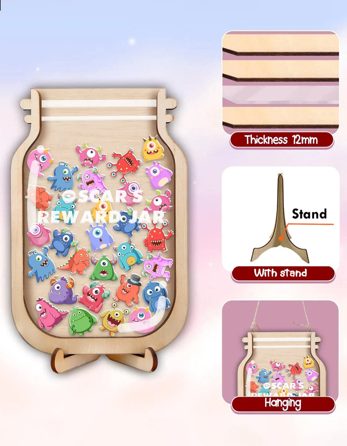 Personalized Monster Tokens Reward Jar, Teacher Jar Gift, Back To School Gift