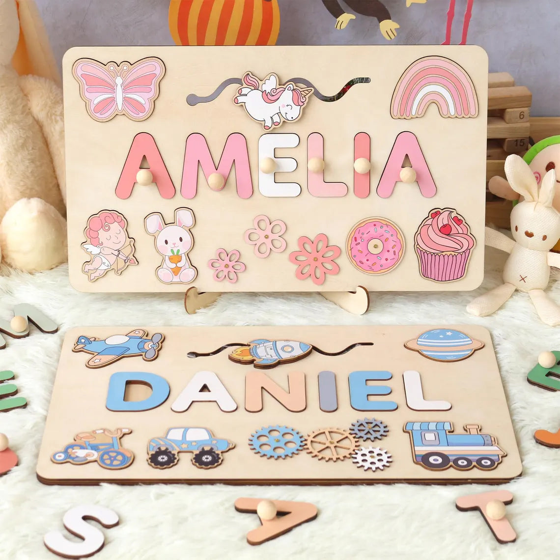 Personalized Montessori Busy Board Sensory Puzzle Toy, First Birthday Gifts, Wooden Toys for Baby, Toddler Gift
