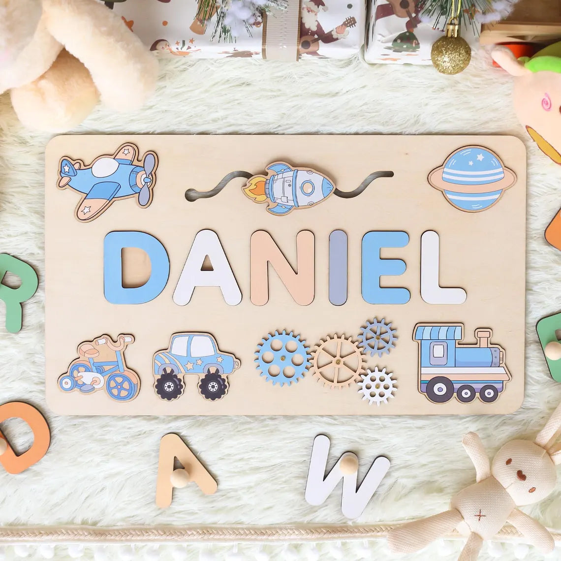 Personalized Montessori Busy Board Sensory Puzzle Toy For Boys, First Birthday Gifts, Wooden Toys for Baby, Toddler Gift