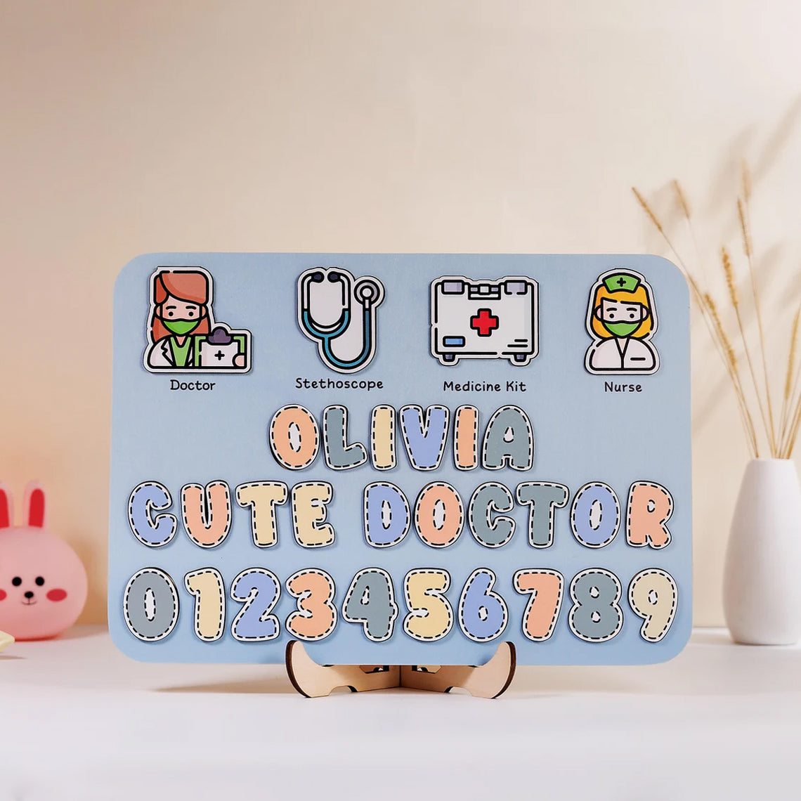 Personalized Name Baby Doctor Wooden Puzzle, Gifts for Kids, Baby Shower, Wooden Toddler Toys