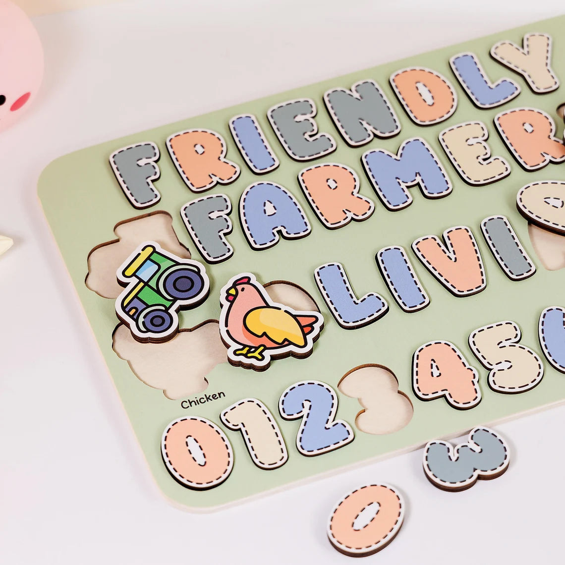 Personalized Name Baby Farmer Wooden Puzzle, Back ToSchool Gifts for Kids, Games First Birthday