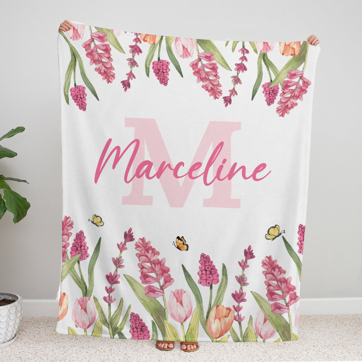 Personalized Name Baby Girl Blanket For NewborToddler Nursery Bed Blankets Stroller Crib Shower Gifts, Super Soft Plush Fleece