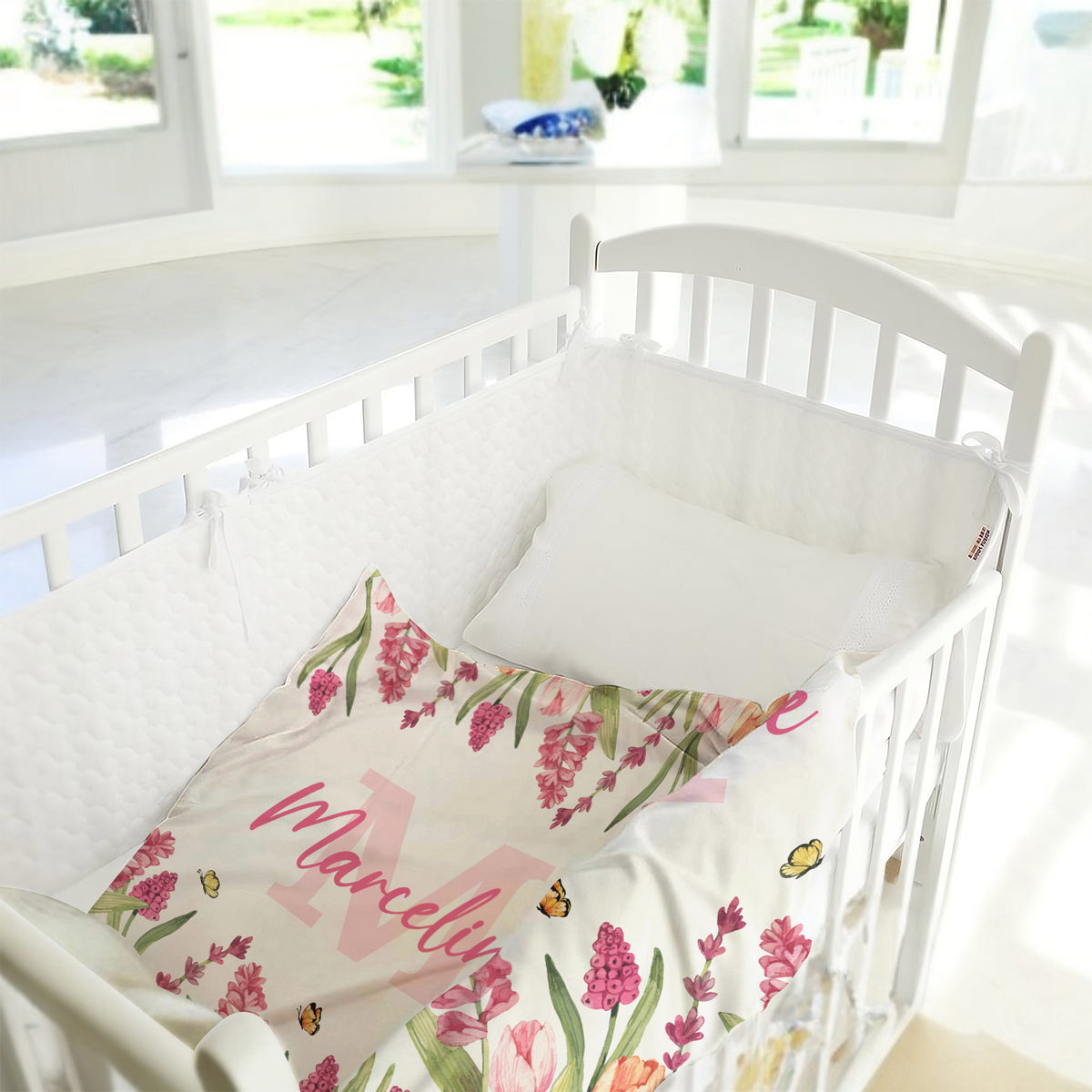 Personalized Name Baby Girl Blanket For NewborToddler Nursery Bed Blankets Stroller Crib Shower Gifts, Super Soft Plush Fleece