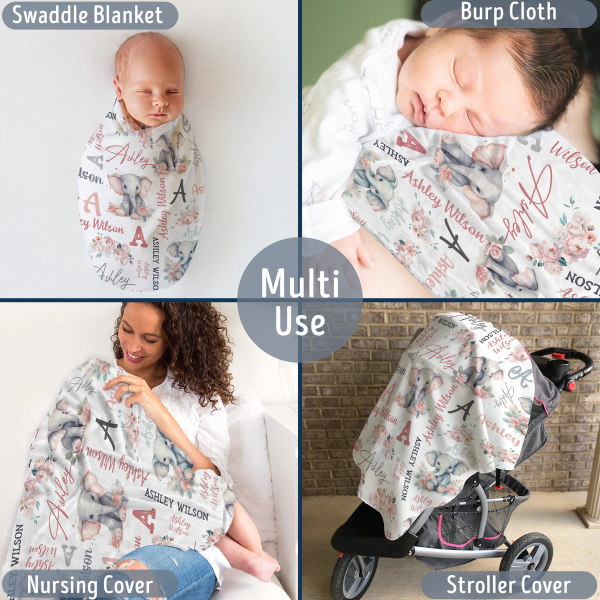 Personalized Name Baby Girl Blanket for NewborToddler Nursery Bed Blankets Stroller Crib Shower Gifts, Super Soft Plush Fleece
