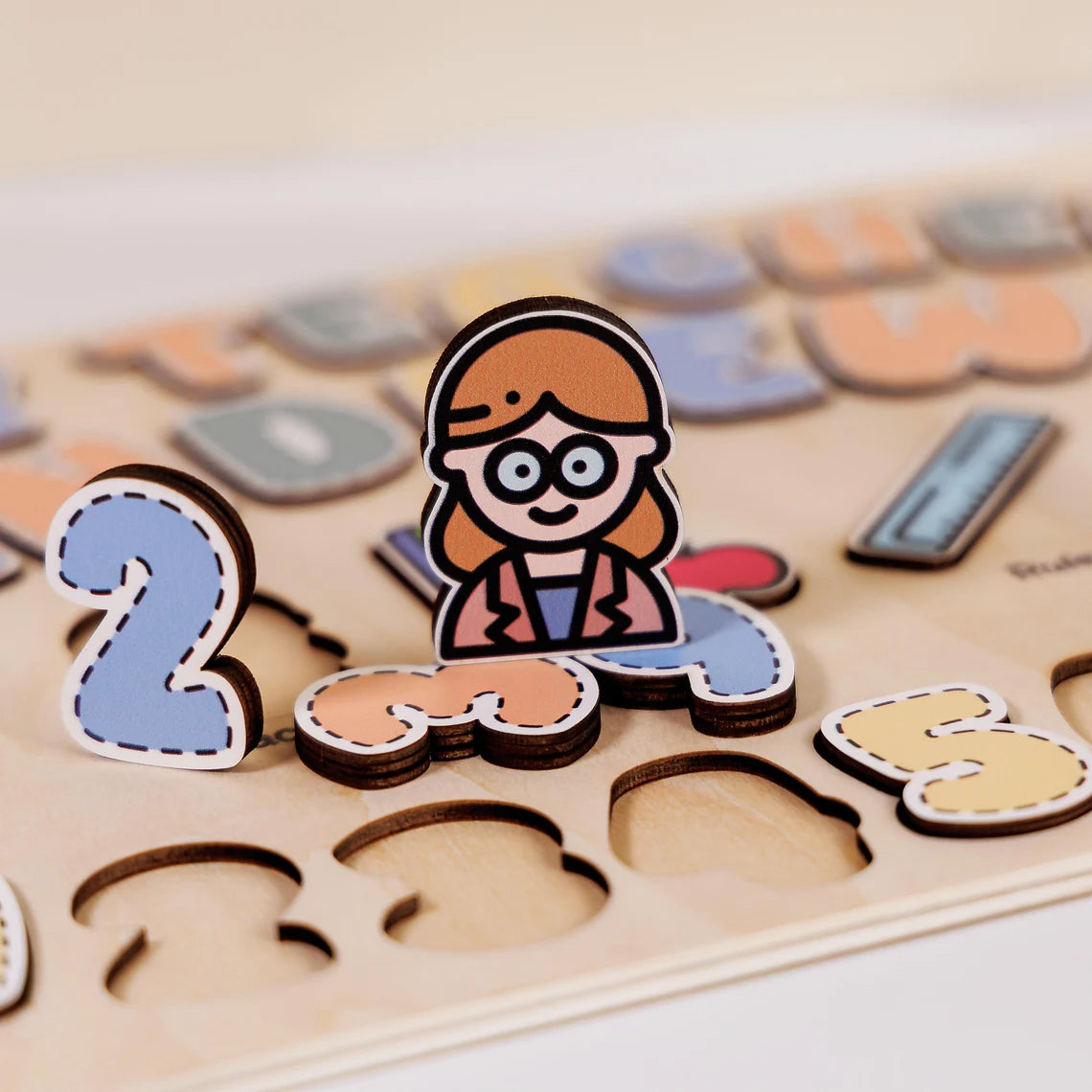 Personalized Name Baby Teacher Wooden Puzzle, Back To School Gifts for Kids, Wooden Toddler Toys